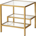 Henn&Hart 20" Wide Square Side Table in Brass, Table by HennHart