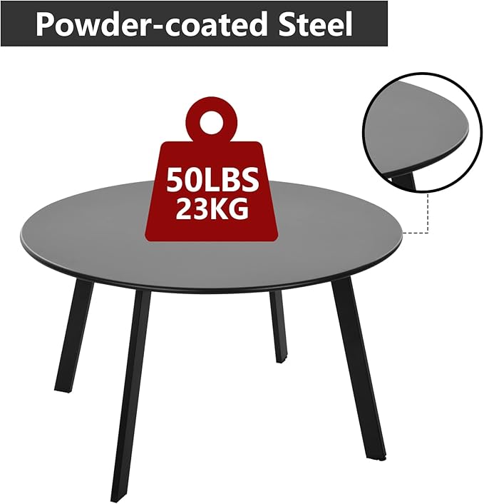 Patio Coffee Table Set of 2, Outdoor Weather Resistant End Table, Round Nesting - Image 6