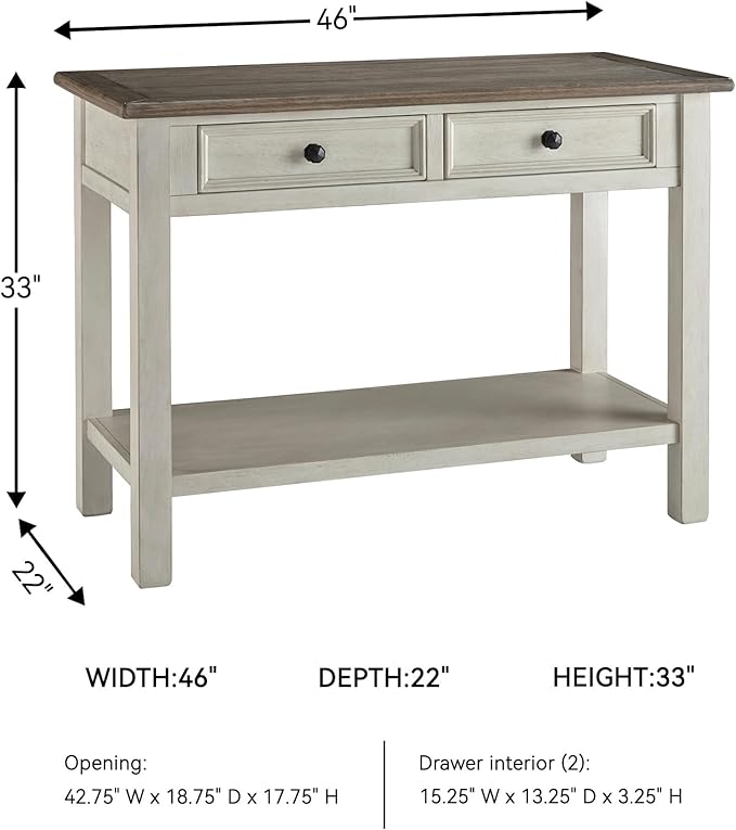 Signature Design by Ashley Bolanburg Farmhouse Rectangular Two Tone Sofa Table - Image 3