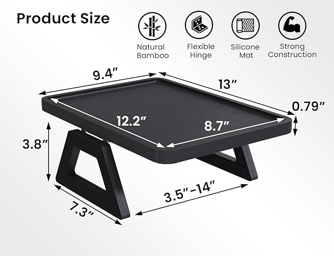 2 Pack Couch Arm Tray, Bamboo Folding Sofa Tray, Sofa Armrest Trays Clip-On - Image 5