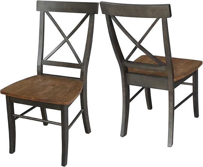 Set of Two X-Back Dining Chairs, Hickory/Washed Coal - Image 9