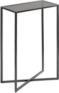 Kate and Laurel Jaspur Modern Narrow End Table, Tinted Glass and Gray Metal by KateandLaurel