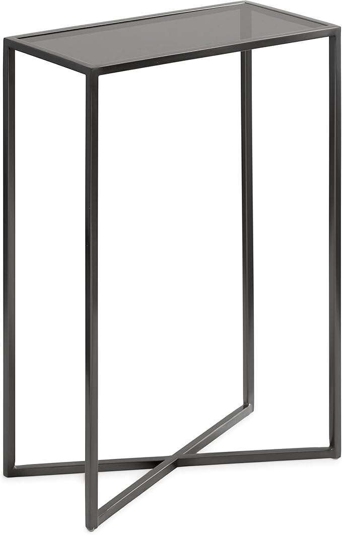 Kate and Laurel Jaspur Modern Narrow End Table, Tinted Glass and Gray Metal by KateandLaurel