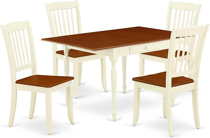 East West Furniture MZDA5-WHI-W 5 Piece Dining Set Includes a Rectangle Dining by EastWestFurniture