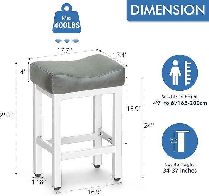 Counter Height Bar Stools Set of 3, 24 Inch Barstools - Image 2