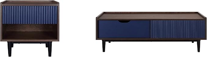 Manhattan Comfort Duane Mid Century Modern Ribbed Nightstand and Coffee Table by ManhattanComfort