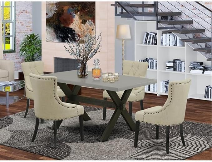 East West Furniture X696FR102-5 5 Piece Dining Set Includes a Rectangle Dining - Image 2