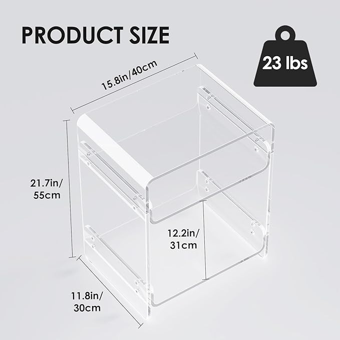 Clear Acrylic 3-Tier End Table/Nightstand – Sleek Bedside Storage - Image 3