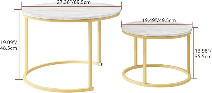 Round Coffee Table Set of 2 End Tables - Image 2