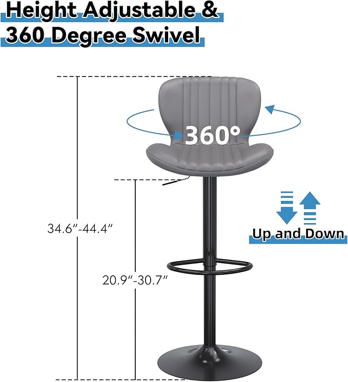 Shintenchi Bar Stools Set of 4 Modern Swivel Bar Chairs, Counter Height Faux - Image 2