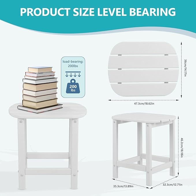 Hdpe Outdoor Adirondack Side Table, Wooden Textured, Set - Image 3