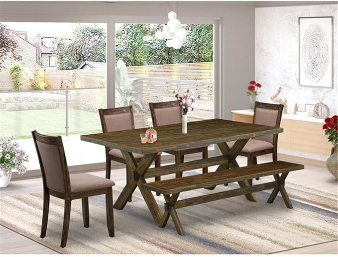 East West Furniture X777MZ748-6 6 Piece Modern Dining Table Set Contains a - Image 2