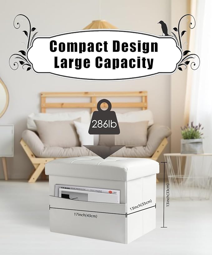 Ottoman Storage Ottoman Foot Rest Stool Foldable Bench - Image 3