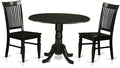 East West Furniture DLWE3-BLK-W 3 Piece Dining Room Table Set Contains a Round by EastWestFurniture