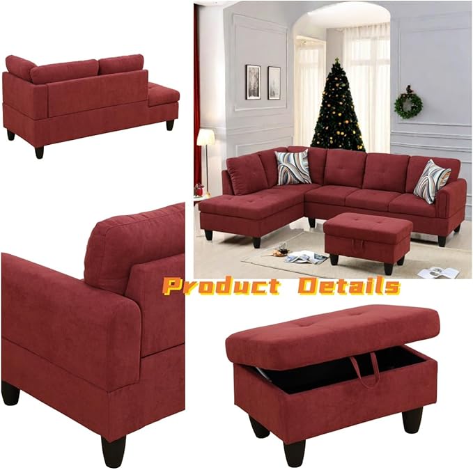 L Shaped Sectional Couch with Otttoman, Apartments - Image 3