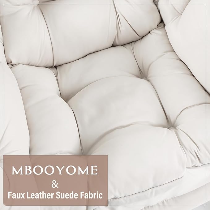 Lazy Chair with Folding Ottoman, Modern Accent Lounge Armchair with Armrests - Image 5