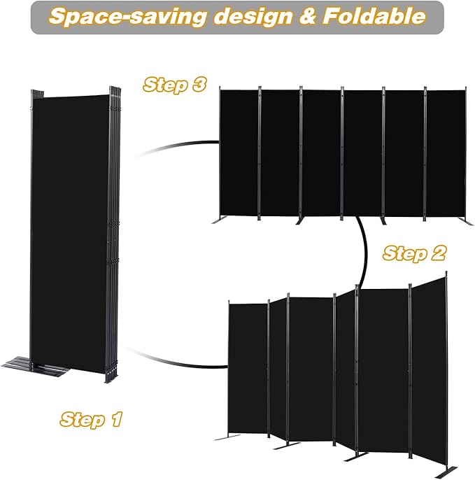 Room Divider, 6 Panel Folding Privacy Screens - Image 5