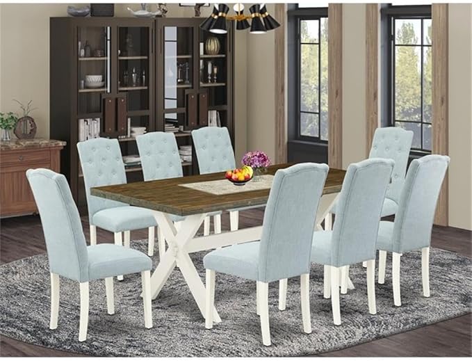 East West Furniture X077CE215-9 9 Piece Dining Room Set Includes a Rectangle - Image 2