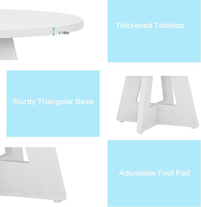 47" Round Dining Table for 4-6, Modern Small Dinner Table Farmhouse Round - Image 4