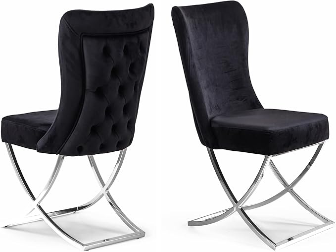 Ottomanson Royal Dining Chairs Set of 4 – Upholstered Tufted Microfiber by Ottomanson