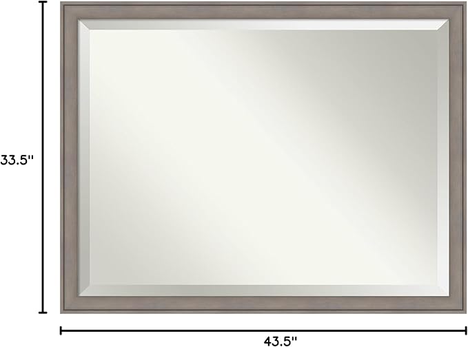 Amanti Art Grey Wall Mirror 34x44 Greywash Rectangle Bathroom Mirror - Image 6