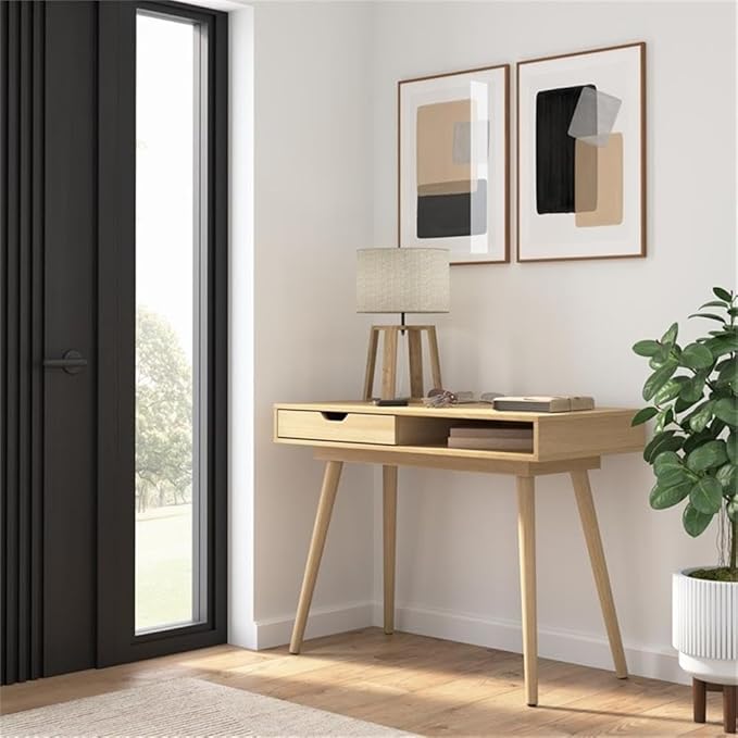 Bush Furniture Nora 40W Writing Desk in Natural Oak | Computer Table - Image 5