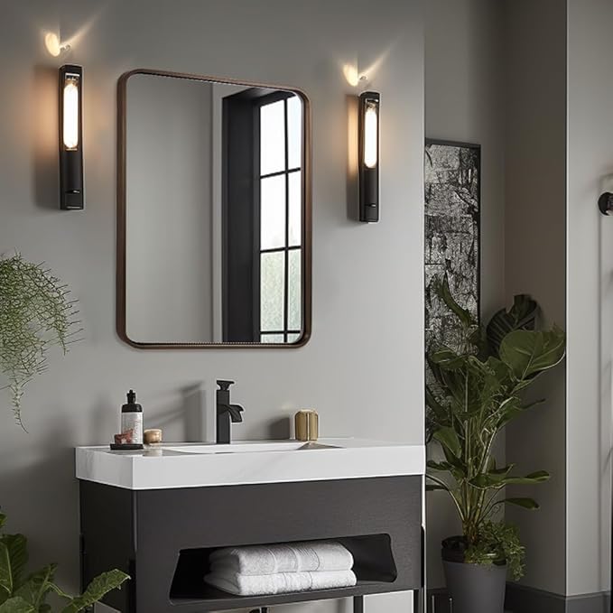 ANDY STAR 24x32 INCH Bronze Bathroom Mirror, Rounded Rectangle Oil Rubbed - Image 3