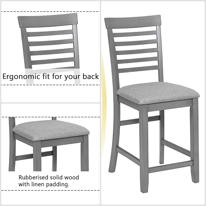 Dining Table Set for 4, Modern 5 Piece Dining Room Table Set - Image 4
