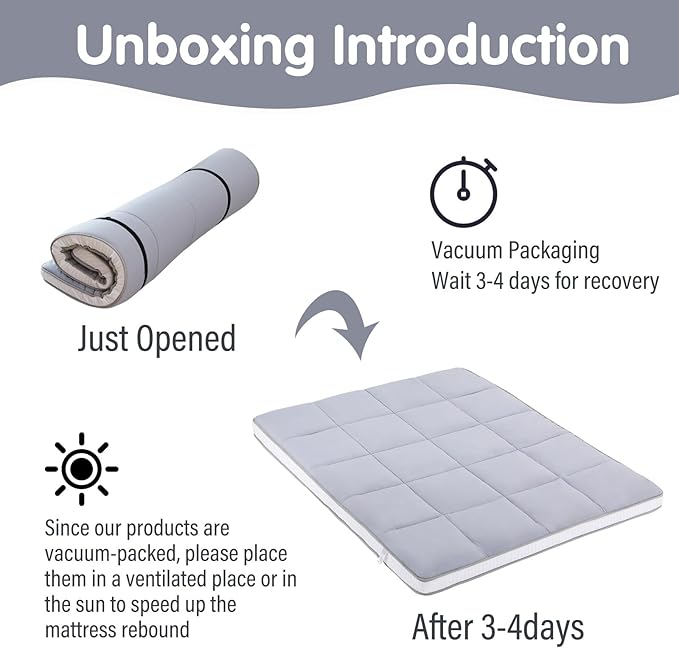 Tiita Queen Memory Foam Mattress Topper, Portable Roll Up Travel Car Camping - Image 7