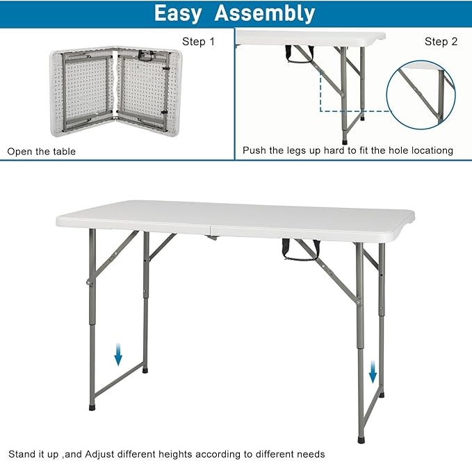 4ft Plastic Folding Table, Kids Folding Activity Table - Image 4
