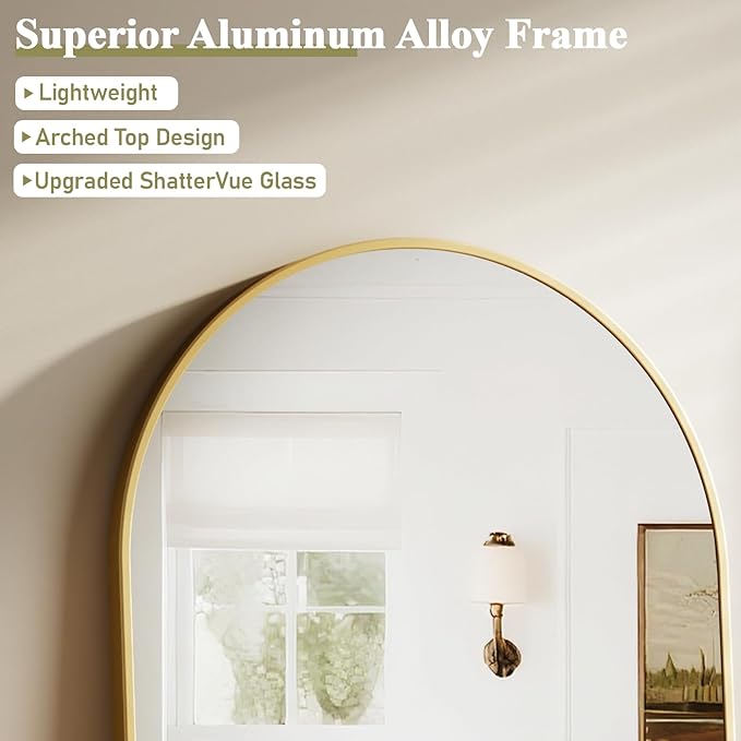 HARRITPURE 32"x48" Arched Bathroom Mirror - Image 4
