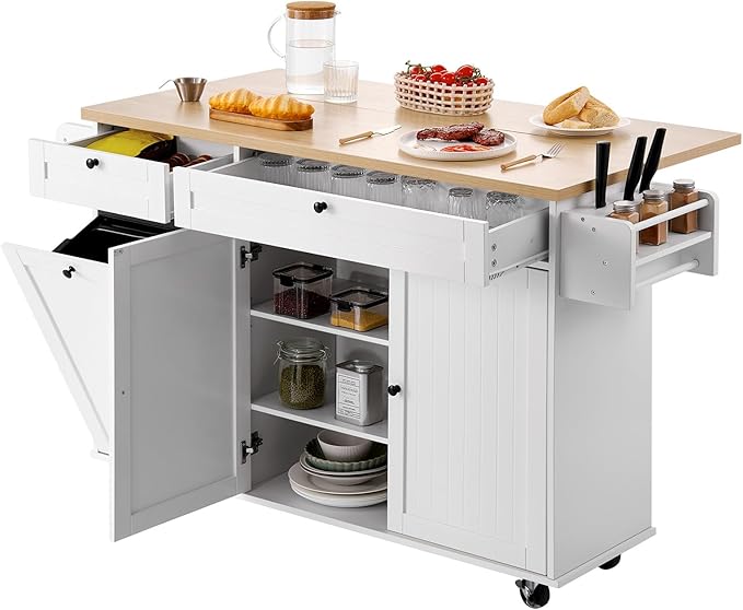 VEVOR Kitchen Island Cart with Storage, 60in Wide Mobile Kitchen Cart with - Image 9