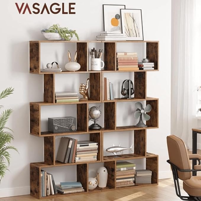 VASAGLE Bookcase, 5-Tier Bookshelf, Display Shelf and Room Divider, - Image 2