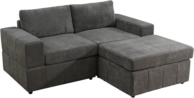 Loveseat Sofa with Ottoman, 74″ Modern Sectional Couches with Deep Seat - Image 7