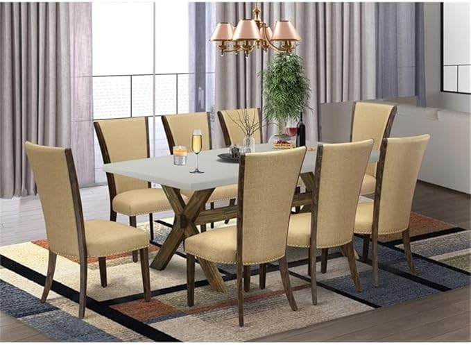 East West Furniture X797VE703-9 9 Piece Dining Set Includes a Rectangle Dining - Image 2