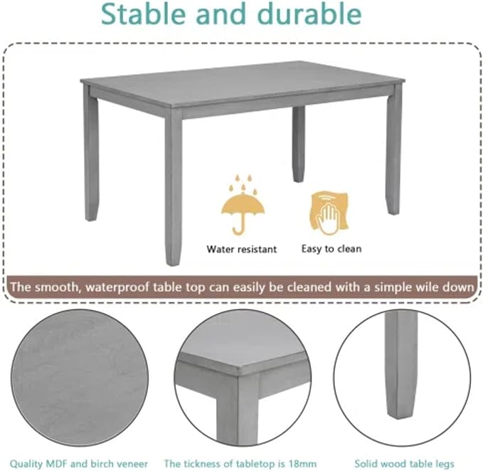 6-Piece Dining Table Set for 4-6 People, Kitchen Set - Image 6