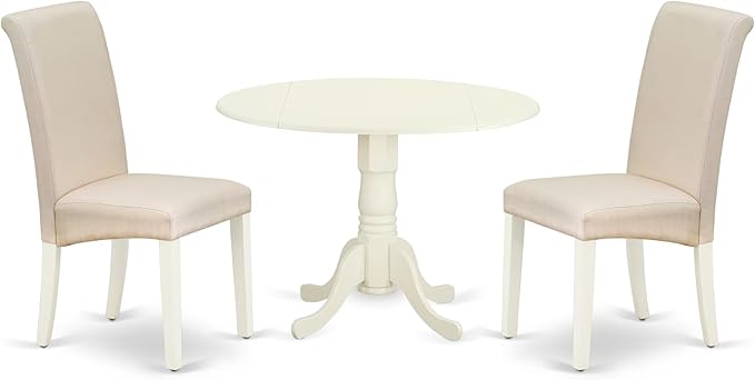 East West Furniture DLBA3-WHI-01 3 Piece Modern Dining Table Set Contains a by EastWestFurniture