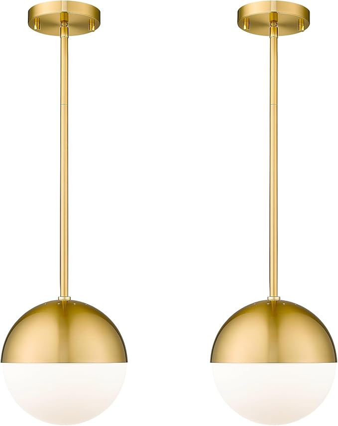 LMS 2-Pack Brushed Gold Pendant Lights, Modern Pendant Light by LMS