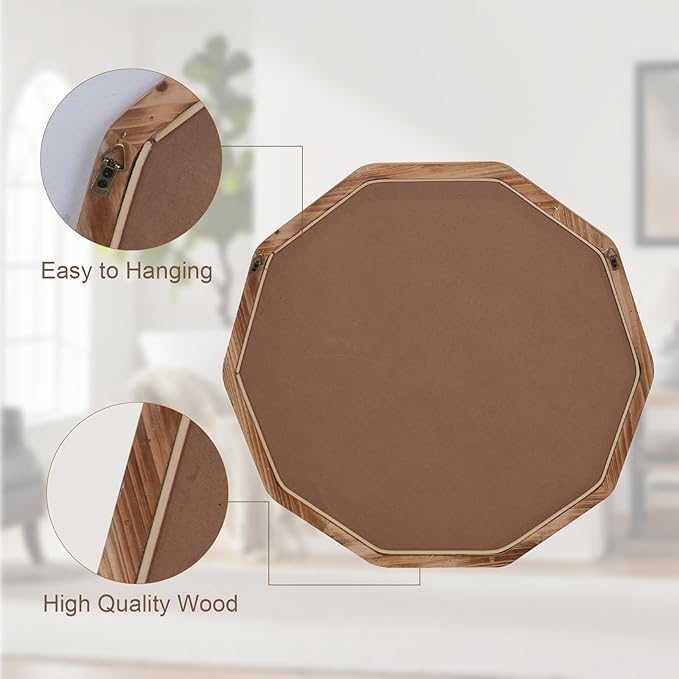 ULIKE Wood Mirror for Wall, 30 Inch Rustic Farmhouse Mirror - Image 6