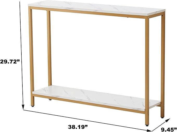 loglus Console Table for Entryway, Faux Marble MDF Sofa Table - Image 2