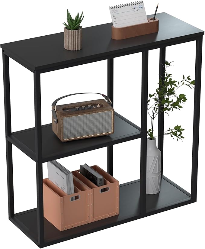 WOHOMO Console Table, 31.5'' x 31.5'' Black Industrial Sofa Table by WOHOMO