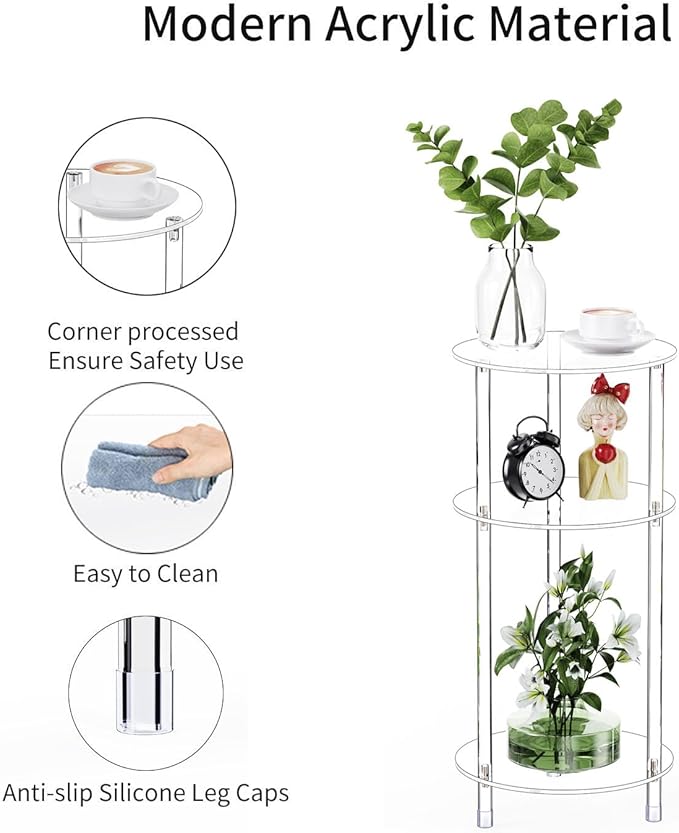 Clear Round Acrylic Side Table Set of 2 - Image 4