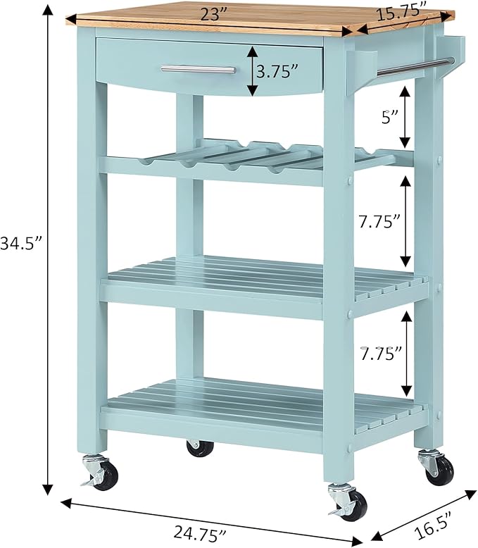 Convenience Concepts Ellaine Butcher Block Kitchen Cart 24.75" - Image 7
