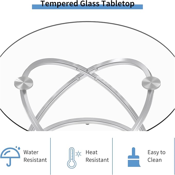OIOG Glass Round End Table, Modern Contemporary Side Table - Image 3