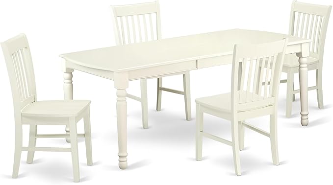 East West Furniture DONO5-LWH-W 5 Piece Dining Set Includes a Rectangle Dining by EastWestFurniture