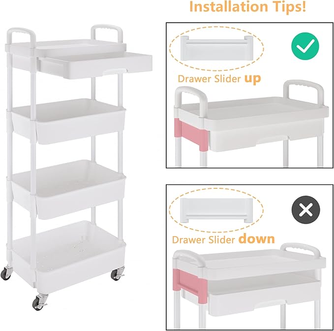 Calmootey 4-Tier Rolling Utility Cart - Image 6