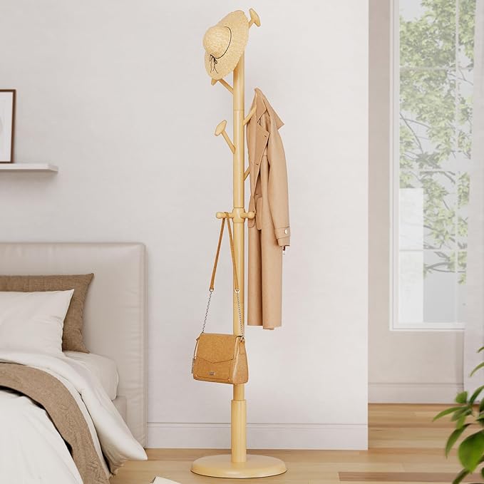 Solid Wood Coat Rack Freestanding Coat Tree by Taitiy