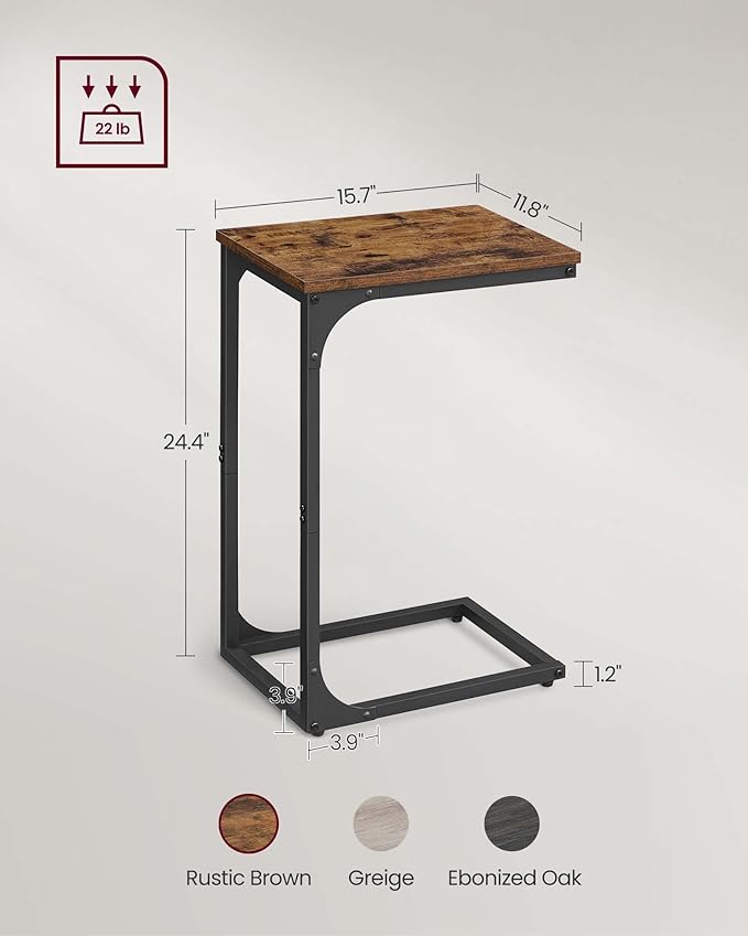 VASAGLE C-Shaped End Table Set of 2, Small Side Table - Image 7