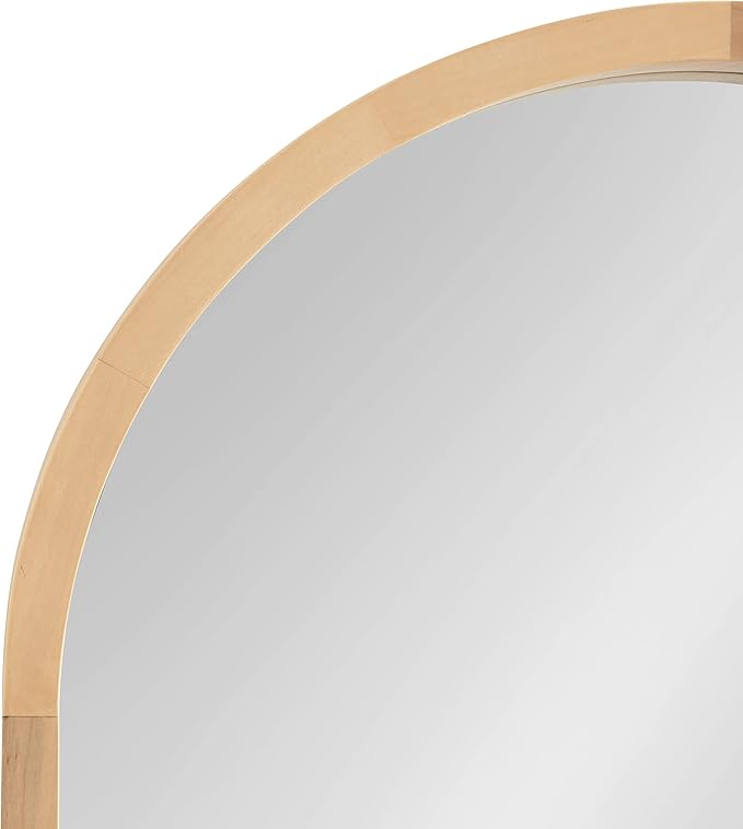 Kate and Laurel Hutton Farmhouse Wood Arched Mirror; 20 x 30; Natural Wood; - Image 3