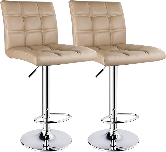 Leopard Modern Square PU Leather Adjustable Bar Stools by LEOPARDPRODUCTS